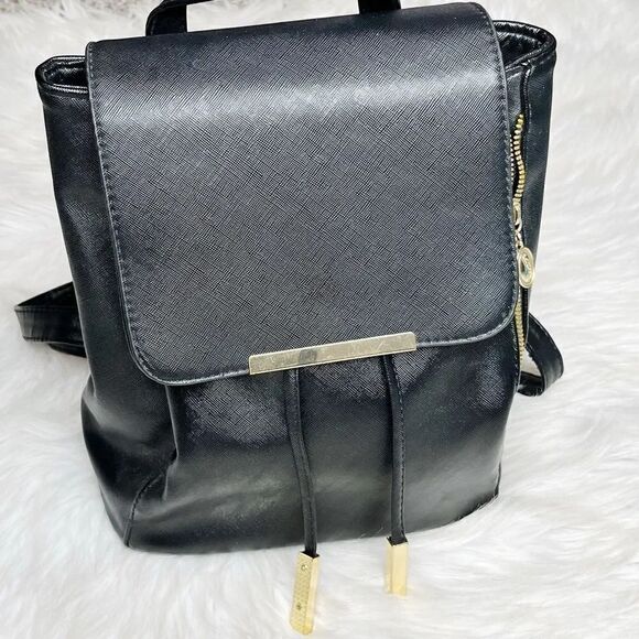 Kalklaguo Zip Up Mini Back Pack Black & Gold - Picture 1 of 6